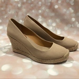 J. Crew | Tan Canvas Espadrille Wedges